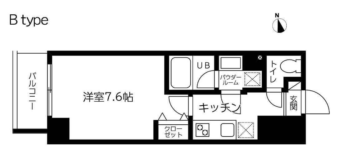スカイコート蔵前II(1K/13階)の間取り写真