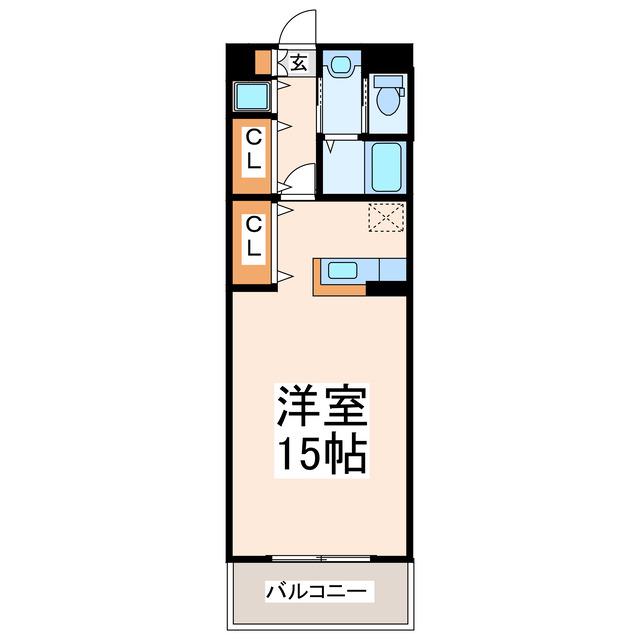 エヴァーグリン水前寺西参番館(ワンルーム/4階)の間取り写真