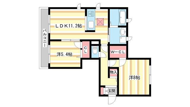 シャーメゾン春日(2LDK/1階)の間取り写真