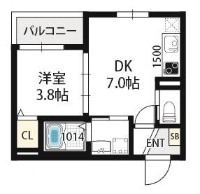 ロイヤルコートあびこ(1DK/2階)の間取り写真
