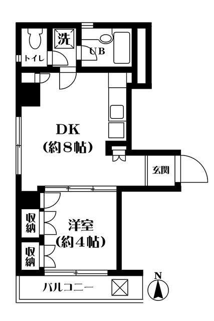 ヴィラ清澄(1DK/2階)の間取り写真