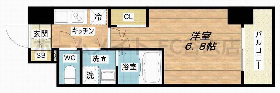 エスリード大阪上本町ブランシュ(1K/11階)の間取り写真