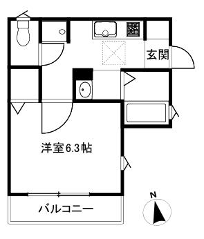 ケイズコート(1K/1階)の間取り写真