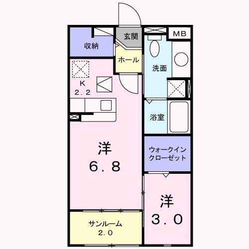 ミスモ・アイ(1LDK/1階)の間取り写真