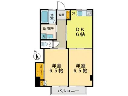 さつきハイツ(2DK/2階)の間取り写真