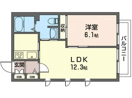 ヴィラージュ根岸旭台(1LDK/1階)の間取り写真
