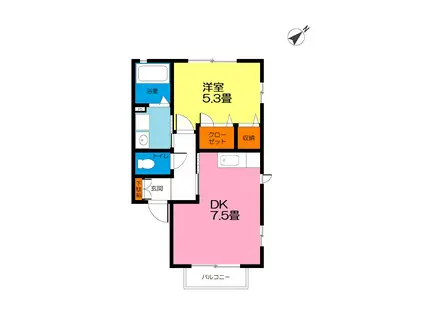 ウィンピア(1DK/2階)の間取り写真