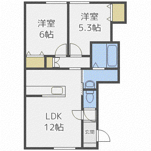 S.CREST山の手(2LDK/1階)の間取り写真