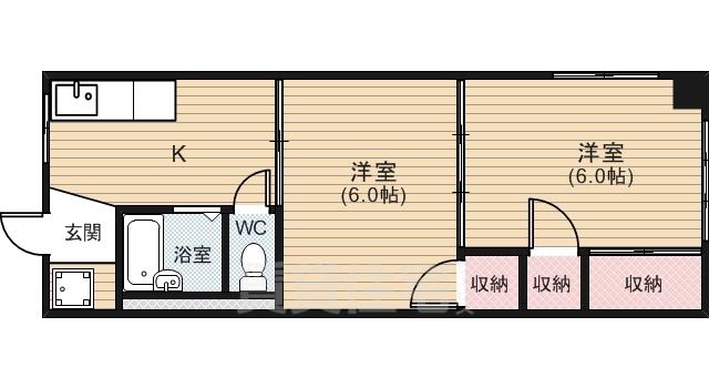 ますもとビル(2K/5階)の間取り写真
