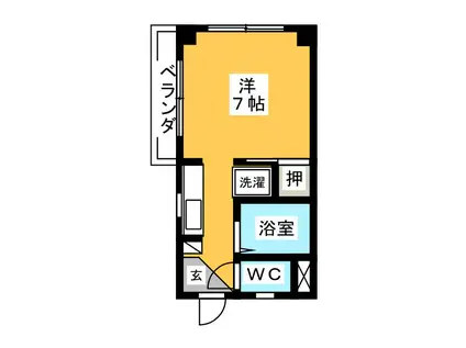 ヴィラ清水 北棟(ワンルーム/1階)の間取り写真