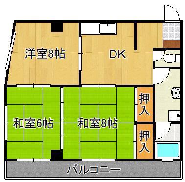冨安ビル(3DK/2階)の間取り写真