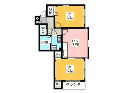 CREST-AN(2DK/1階)の間取り写真