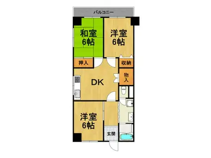 宝塚第三バイオレット(3DK/5階)の間取り写真