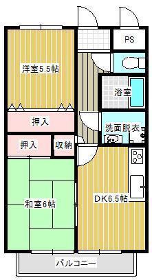 サンセール新居(2DK/2階)の間取り写真