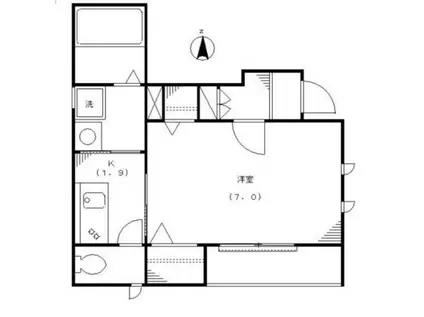 ガーデンコート国立(1K/1階)の間取り写真