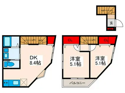 K-STATION(2DK/2階)の間取り写真