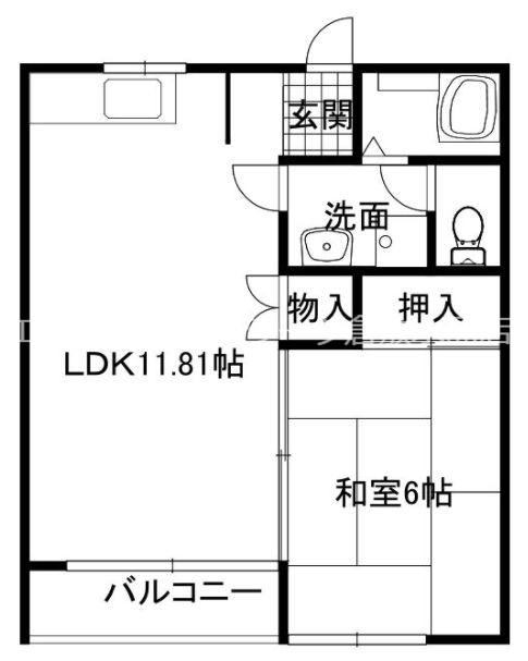 コーポ松園II(1LDK/2階)の間取り写真