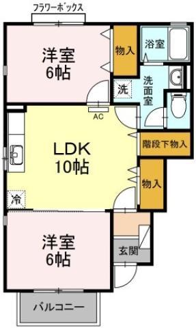 パティオ武中(2LDK/1階)の間取り写真