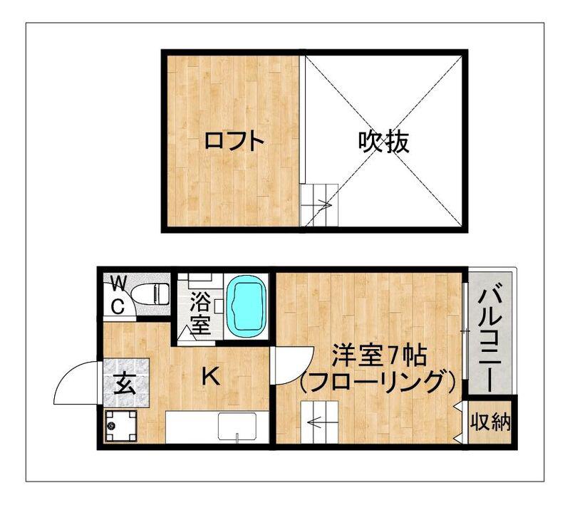 ラフィーネ耀(1K/2階)の間取り写真