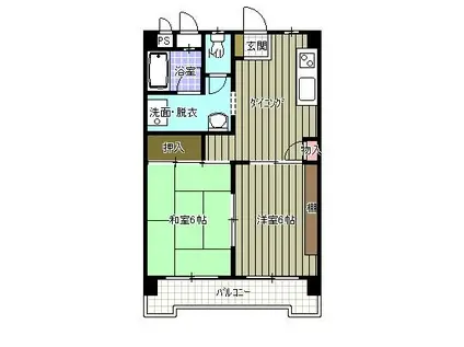 エルム郡山(2DK/5階)の間取り写真