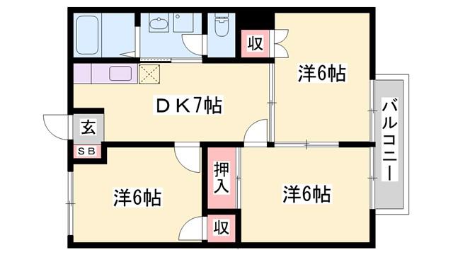 ハイツフォレスト(3DK/1階)の間取り写真