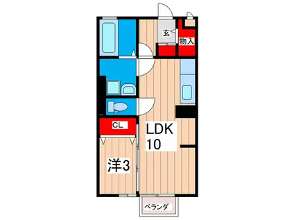 パルテールII(1LDK/1階)の間取り写真