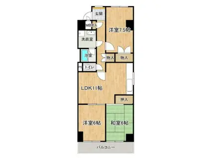 ライオンズマンション久留米ガーデン(3LDK/7階)の間取り写真