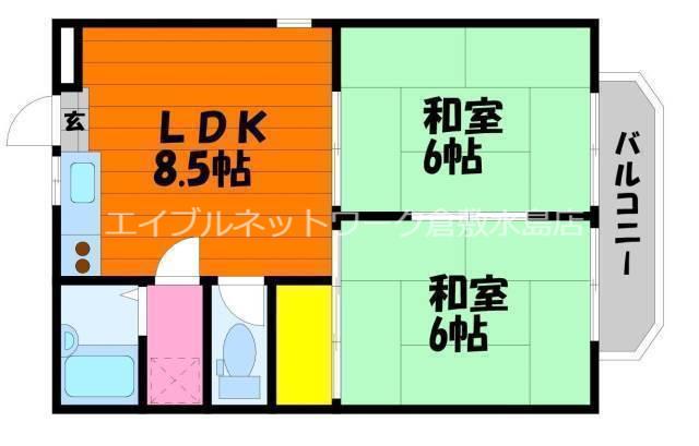 プチパール55(2DK/1階)の間取り写真