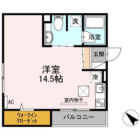 シャルマン深江 B棟(ワンルーム/1階)の間取り写真