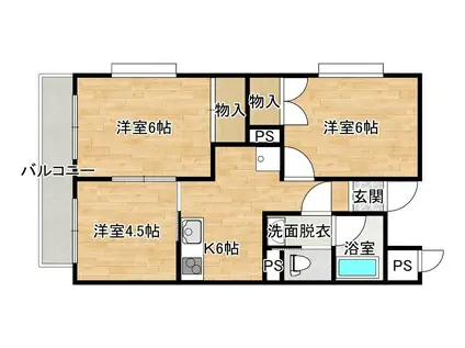 小山宮武マンション(3K/2階)の間取り写真