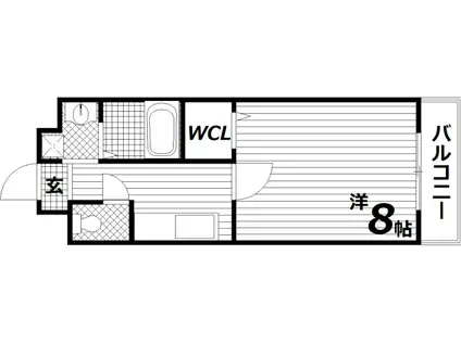ツルトスコⅡ番館(1K/6階)の間取り写真