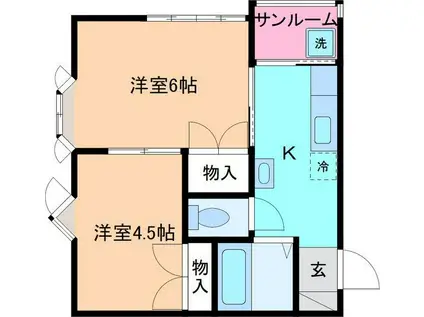 ほうれん荘7(2K/1階)の間取り写真