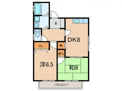 ベルテ岡本(2DK/1階)の間取り写真