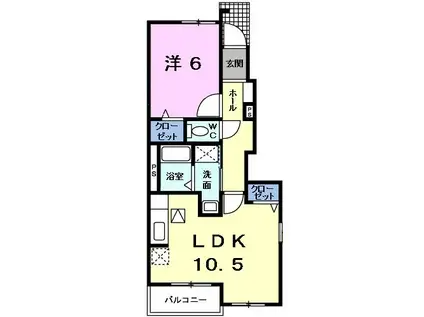 ライグッドII(1LDK/1階)の間取り写真