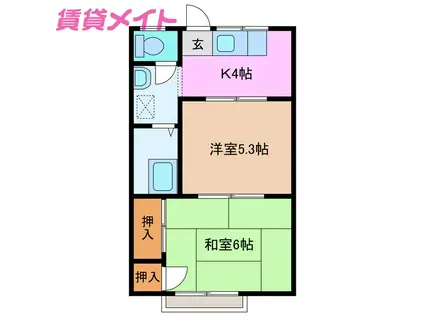 レジデンス神埜(2K/2階)の間取り写真