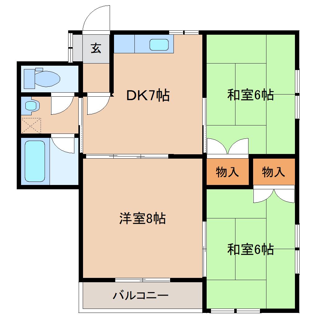 ファミリーコーポ館の内・2(3DK/2階)の間取り写真