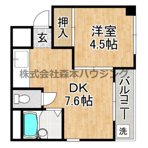 チェリー広野(1DK/3階)の間取り写真