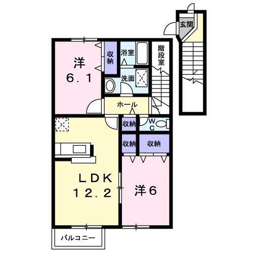 まっちゃハウスA(2LDK/2階)の間取り写真