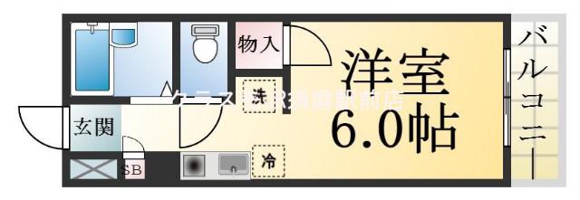 ラポール(1K/1階)の間取り写真