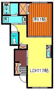 グランデュア山王(1LDK/1階)の間取り写真