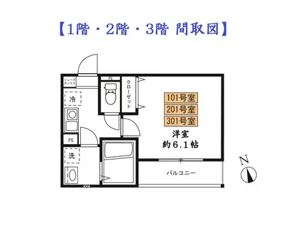 メルディア西川口(1K/3階)の間取り写真