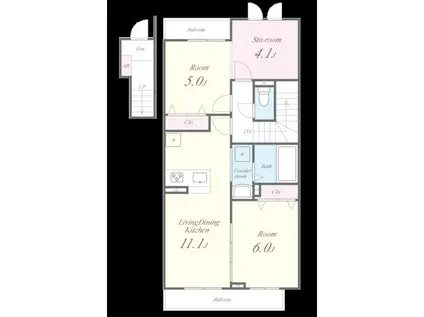 シャルマン青葉A棟(2LDK/2階)の間取り写真