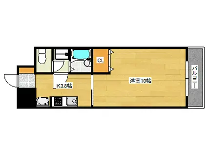 ニューエオス舟入(1K/4階)の間取り写真