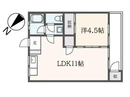 スカイレジデンス(1LDK/2階)の間取り写真