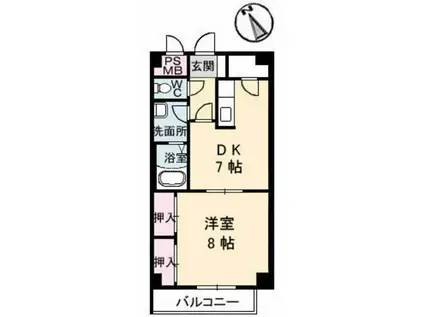 クレシェンド16(1DK/2階)の間取り写真