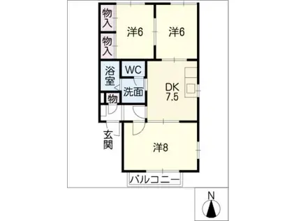 サニーコートA・B(3DK/1階)の間取り写真