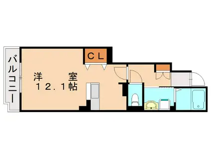 サン・フレイムYABEII B(ワンルーム/1階)の間取り写真