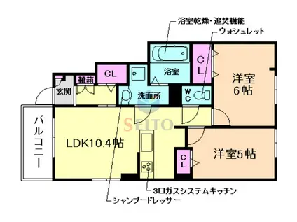 デュオ春日(2LDK/1階)の間取り写真