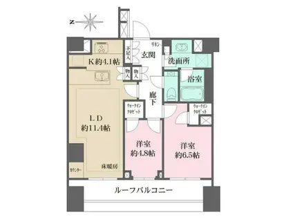 ザ・パークハウス高輪プレイス(2LDK/5階)の間取り写真