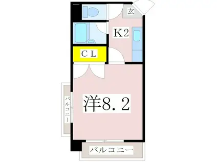第2山元孝二ビル(1K/3階)の間取り写真